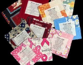 Handcrafted Prayer Quilt Set of 2 with Uplifting Prayer and Wooden Cross Inside  Faith Gift Comfort Spiritual Inspirational Encouragement