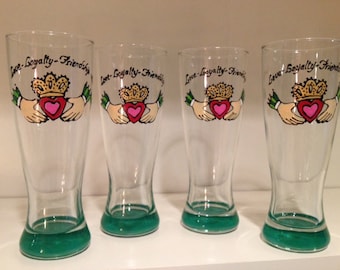 Handpainted Claddagh Glassware (set of 4)