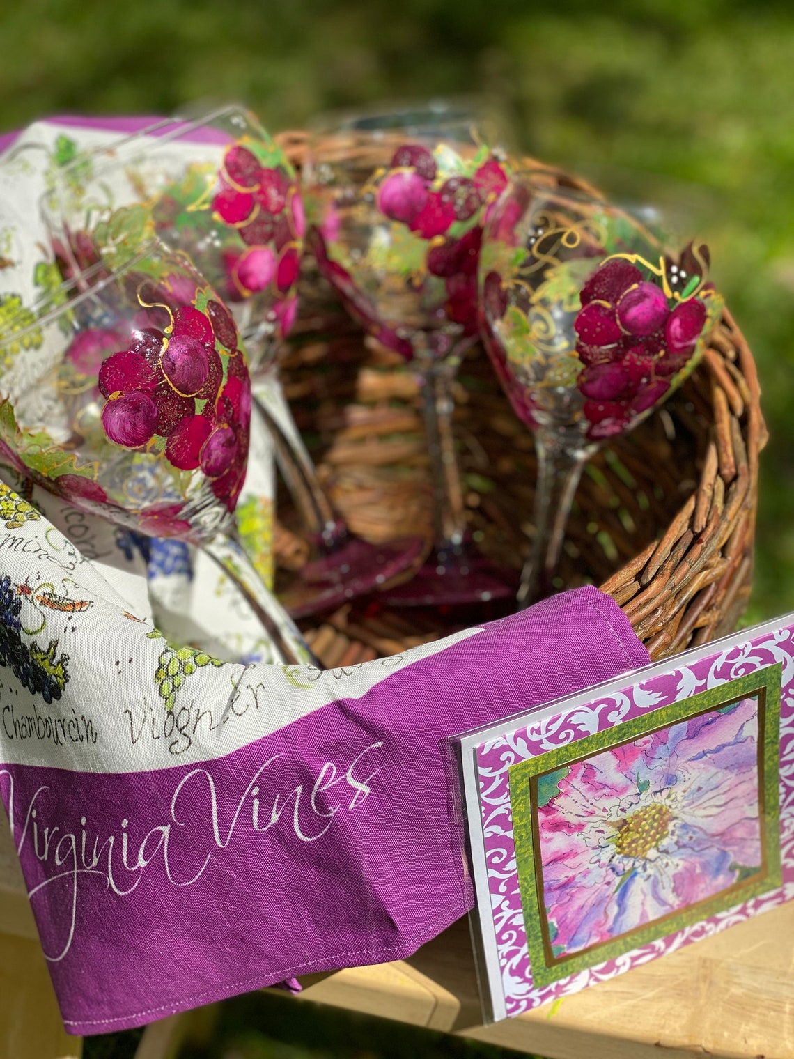 Big Grape Hand Painted Wine Glasses set of 4 Etsy