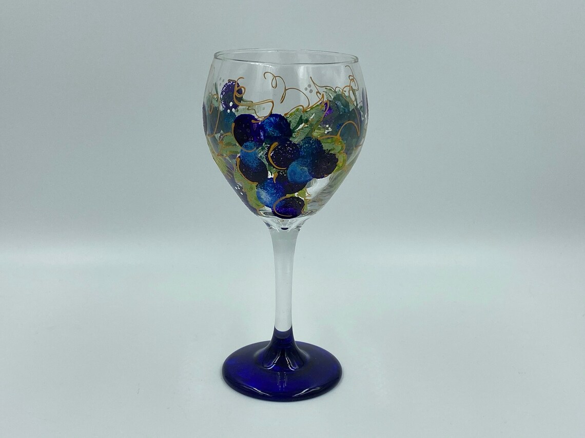 Big Grape Hand Painted Wine Glasses set of 4 Etsy