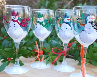 Frosty Hand Painted Wine Glasses (set of 4)