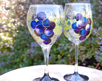 Big Grape Hand Painted Wine Glasses (set of 2)