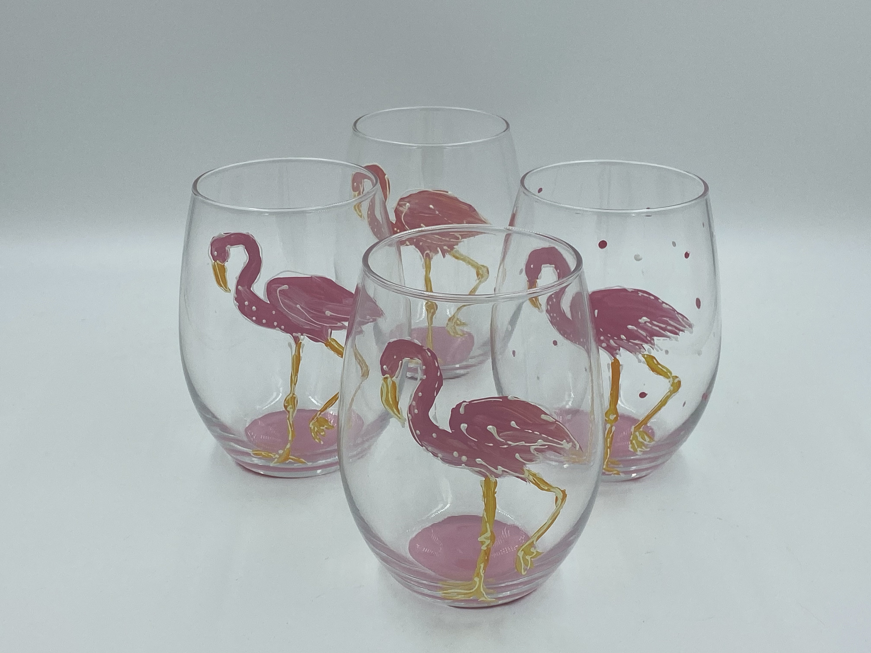 Flamingo Wine Glasses set of 4 Etsy