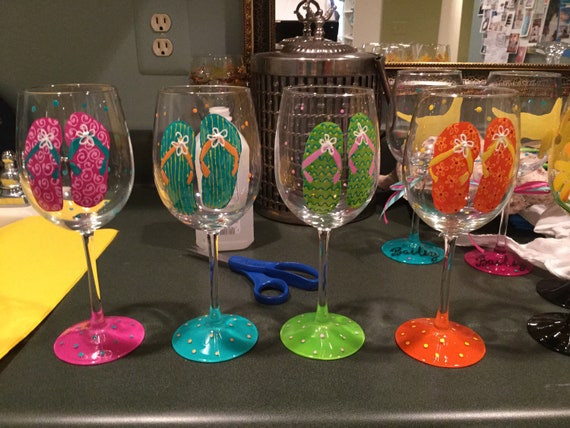 Flip Flops Hand-painted Wine Glasses
