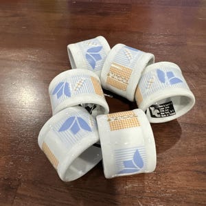 Set of 6 Vintage Town and Country Linen Corp Floral Porcelain Napkin Rings