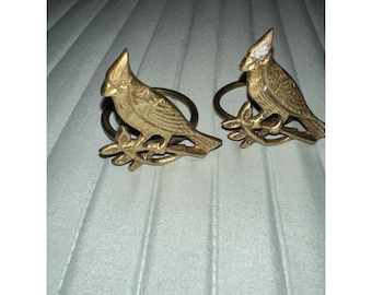 Set Of Four Brass Cardinal Napkin Ring Holders