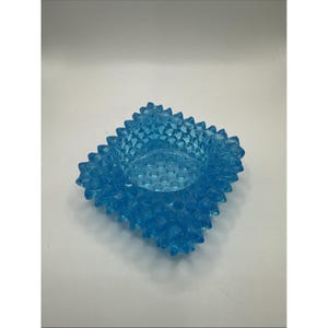 Vintage Fenton Aquamarine Blue Hobnail Salt Cellar Trinket Votive Holder 2.75&quot;