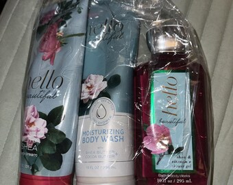 3-PACK Set Bath & Body Works HELLO BEAUTIFUL Body Cream Lotion, ShowerGel/wash