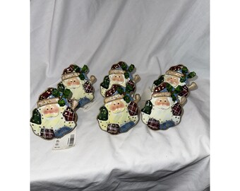 Vintage Painted Santa Napkin Rings (6)