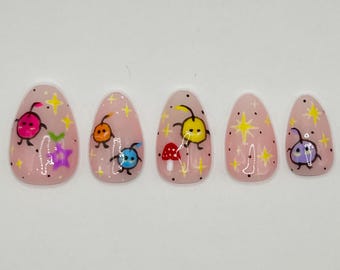 Stardew Valley Junimo ~ Hand Painted Gel Nail Press Ons ~