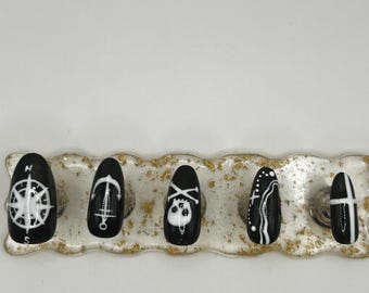 Black And White Pirate Theme ~ Gel Nail Press Ons ~