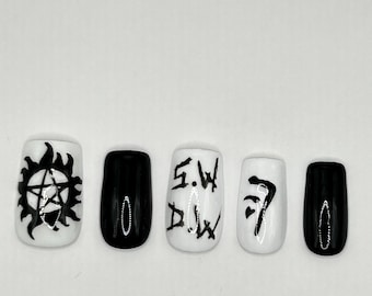 Supernatural Themed ~ Hand Painted Gel Nail Press Ons ~