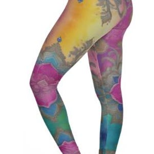 Colorful Women&#39;s Yoga Pants, Workout Leggings, Fitness Apparel, Athleisure Wear, Meditation Outfit, Gift for Her, plus size