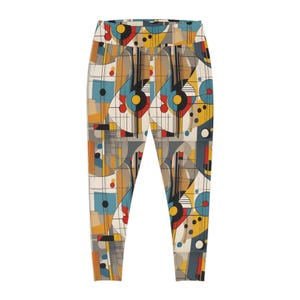 Colorful Plus Size Leggings, Abstract Art Design for Comfort & Style, Perfect for Activewear, Trendy Casual Outfits, Gifts