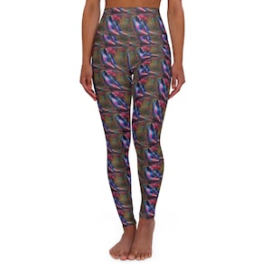 Vibrant High Waisted Yoga Leggings for Active Lifestyle, Fitness, Yoga, Exercise, Workout, Unique Leggings, Gift for Her, High Heel Shoes,