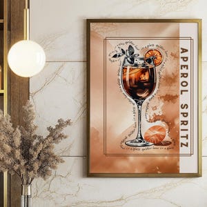 Impresión de Aperol Spritz: póster de cóctel mate para carrito de bar y arte mural de cocina / Arte mural Impresión de Aperol Spritz / Póster Arte mural de cóctel