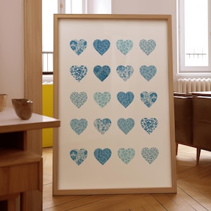 Chinoiserie Hearts Wall Art | Blue Chinoiserie Print | Grandmillennial Decor | Elegant Wall Art for Bedroom, Living Room & Office