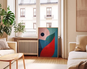 Moderne geometrische print uit het midden van de eeuw: gewaagde abstracte muurkunst