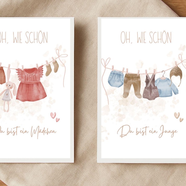 Oh, how lovely – Gender Reveal Cards | Boy & Girl | Boho Baby Card | Baby Announcement | Pregnancy Announcement | Neutral Style
