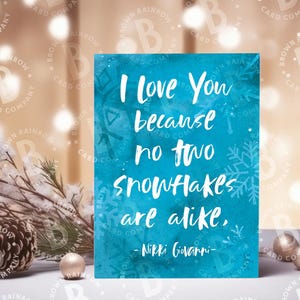 Tarjeta navideña con copos de nieve de Nikki Giovanni Tarjeta de felicitación LGBTQ Cita de amor Aniversario de bodas Tarjeta romántica de amor