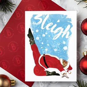 Cartão de Natal do Papai Noel Negro Vogue Pose Slay Cartão de Natal do Salão de Baile LGBTQ