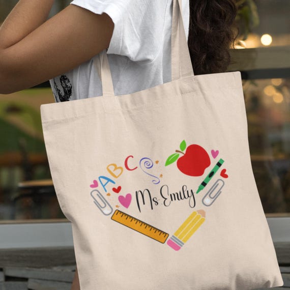 Personalized Tote Bag for Teacher, Teacher Appreciation Gift, Personalized Gift, Back to School Gift, Thank You Gift, Canvas Tote Bag