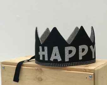 Fabric Crown / HAPPY / Glitter