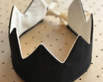 Fabric Crown / Black and Ecru