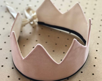 Fabric Crown / Sweet Pink and Ecru