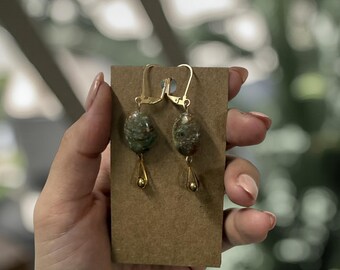 Pendientes de jaspe otoñal