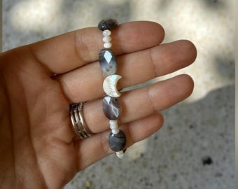 Bracelet en nacre et agate du Botswana