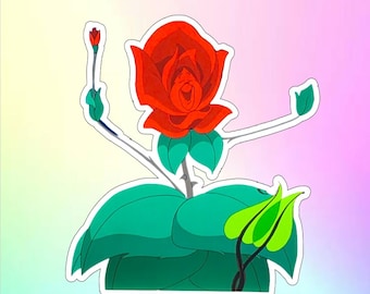 Alice In Wonderland Singing Rose Vinyl Sticker, Waterproof, Water Bottle Sticker
