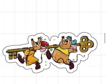 Pegatina de vinilo con forma de llave de ratones de Cenicienta, resistente al agua, para botellas de agua.