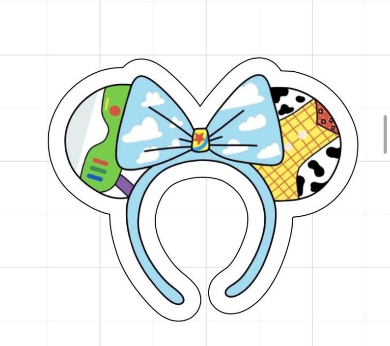 Disney Toy Story Mouse Ear Headband Vinyl Sticker, Waterproof, Water Bottle Sticker