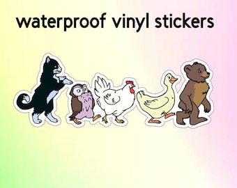 Little Bear And Friends Vinyl Sticker, Waterproof, Water Bottle Decal