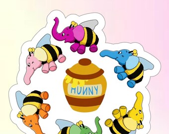 Pegatina de vinilo de Winnie the Pooh y las abejas Heffalump, resistente al agua, para botellas de agua.