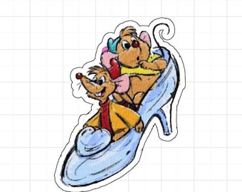 Cinderella Mice Glass Slipper Vinyl Sticker, Waterproof, Water Bottle Decal