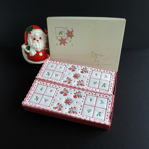 Christmas Drinking Glass Paper Wrap-A-Rounds Boxed Set |  Freund Mayer & Company England | Mid-Century Holiday Entertaining