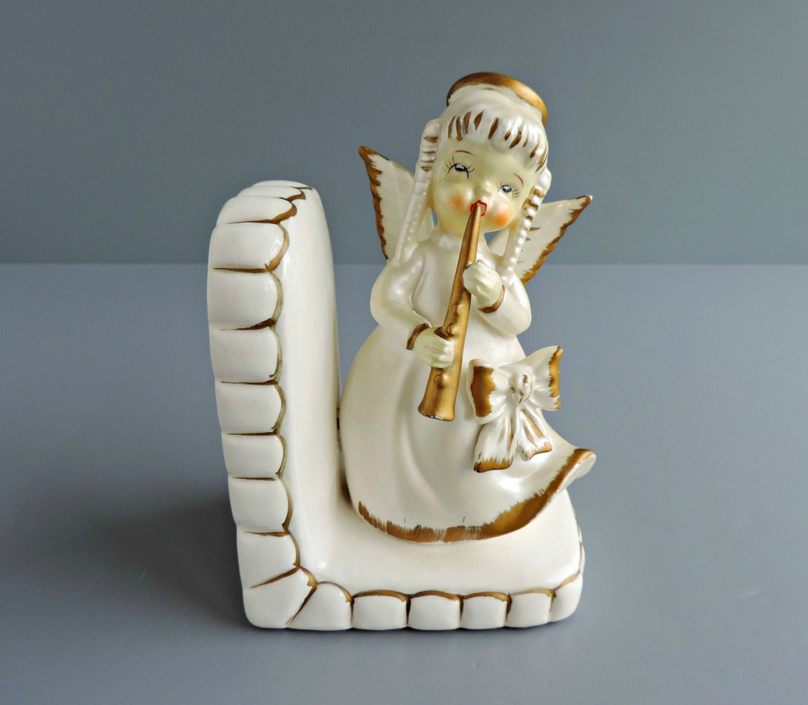 Vintage Angel Figural Bookend Single Napco Style Angel Girl Etsy