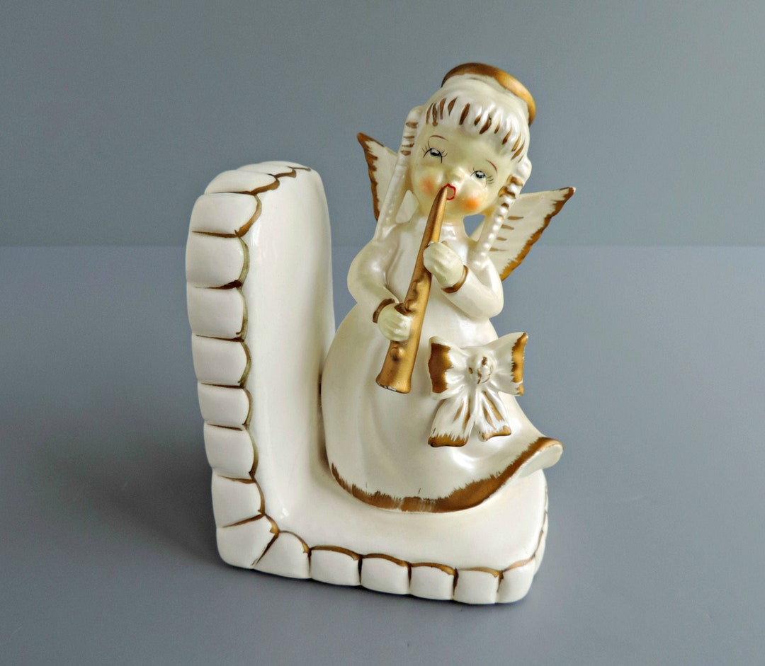 Vintage Angel Figural Bookend Single Napco Style Angel Girl Etsy