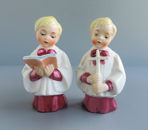 Vintage Choir Boy Figurine Set Kneeling Altar Boys With Etsy
