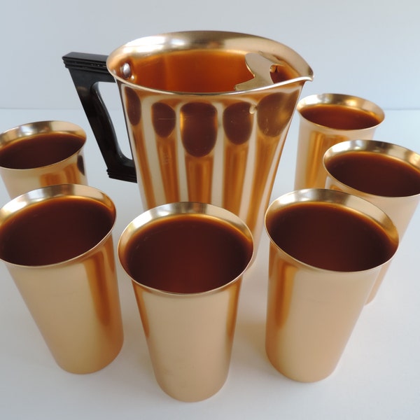Vintage Color Craft Pitcher and Tumbler 7-pc Set - Anodized Aluminum