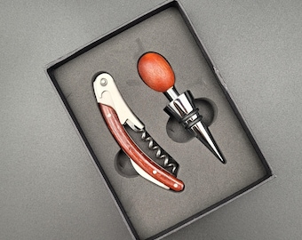 Wine Opener And Stopper Set Stainless Steel, Corkscrew, New, Open Box