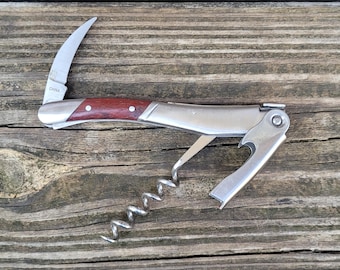 PRE-OWNED Wine Opener Professional Waiter's Corkscrew, Wood Handle,Without Box. Foil Cutter