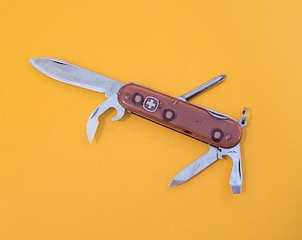 Vintage Wenger Delemont Apprentice Swiss Army Knife: Transparent Red