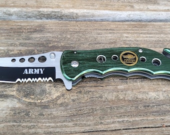 Pre-owned Tac-Force TF-498 Army Green Folding Pocket Knife