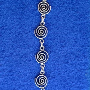 Pre-owned Ancient Greek Spiral Circle Sterling Silver 925 Link Bracelet in Handmade
