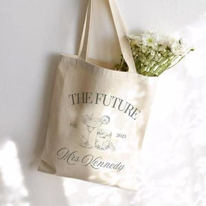 The Future Mrs Tote Bag – Custom Bride Gift, Engagement Present for Her, Bridal Shower Bag, Wedding Planning Tote, New Bride Travel Bag