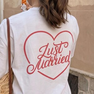 Just Married tshirt, Newlywed Shirt, Honeymoon Outfit, Wedding After Party Shirt, Mr and Mrs Tshirts, Matching Couple Tee, Wife Era Top image 3