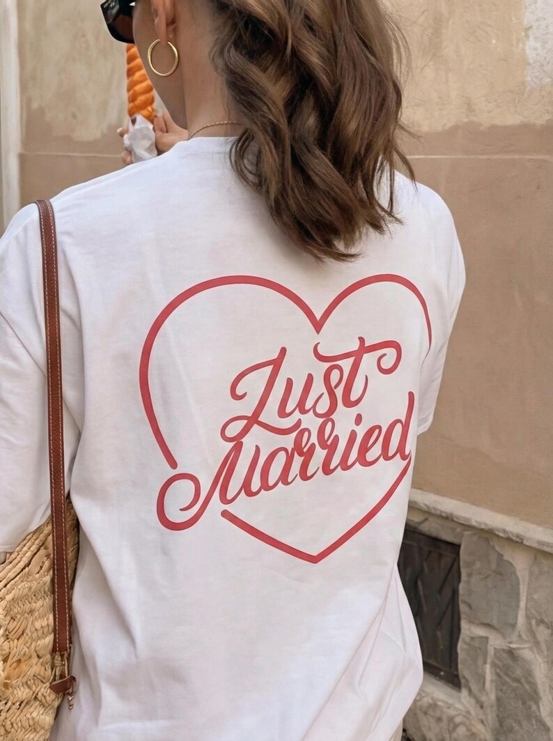 Just Married tshirt, Newlywed Shirt, Honeymoon Outfit, Wedding After Party Shirt, Mr and Mrs Tshirts, Matching Couple Tee, Wife Era Top image 3